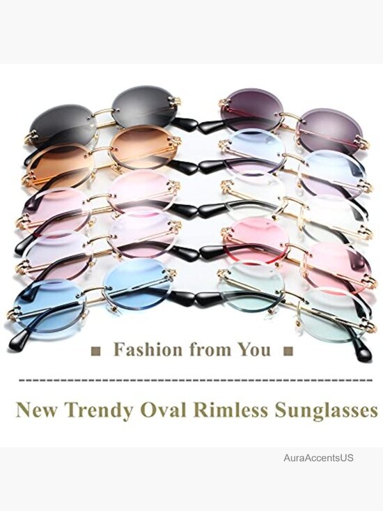 Retro Oval Sunglasses - UV400 Polarized Metal Frame Frameless Vintage main image 5
